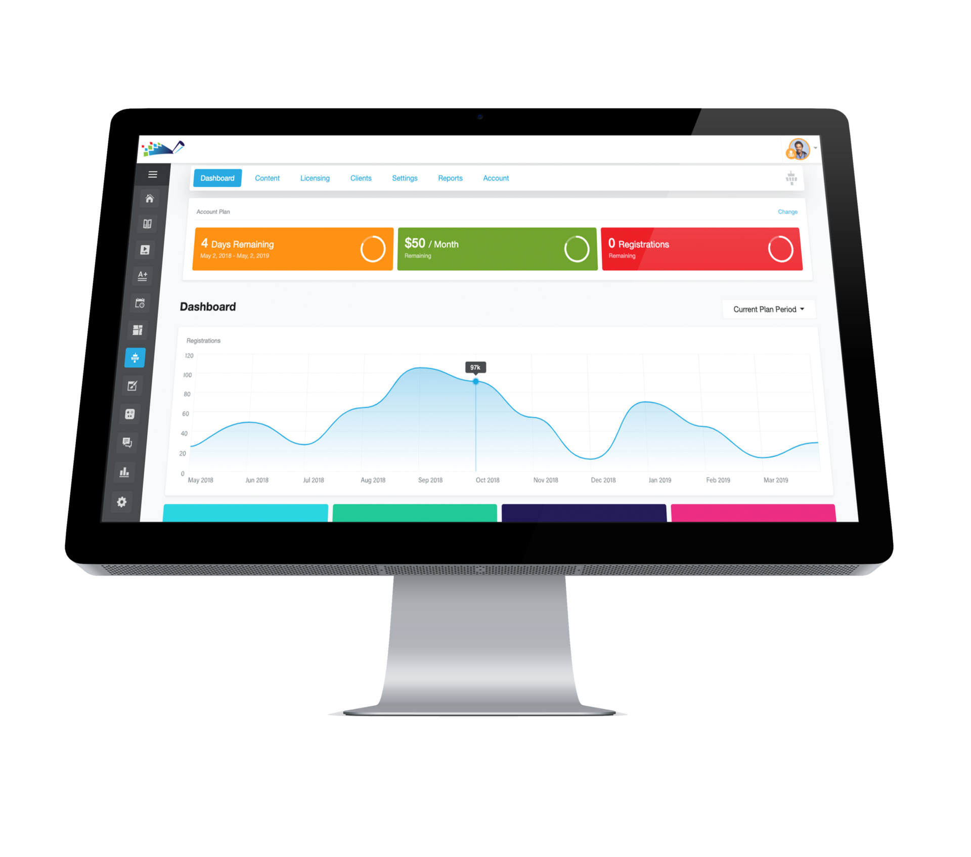 Image of DigitalChalk Dashboard on a desktop computer